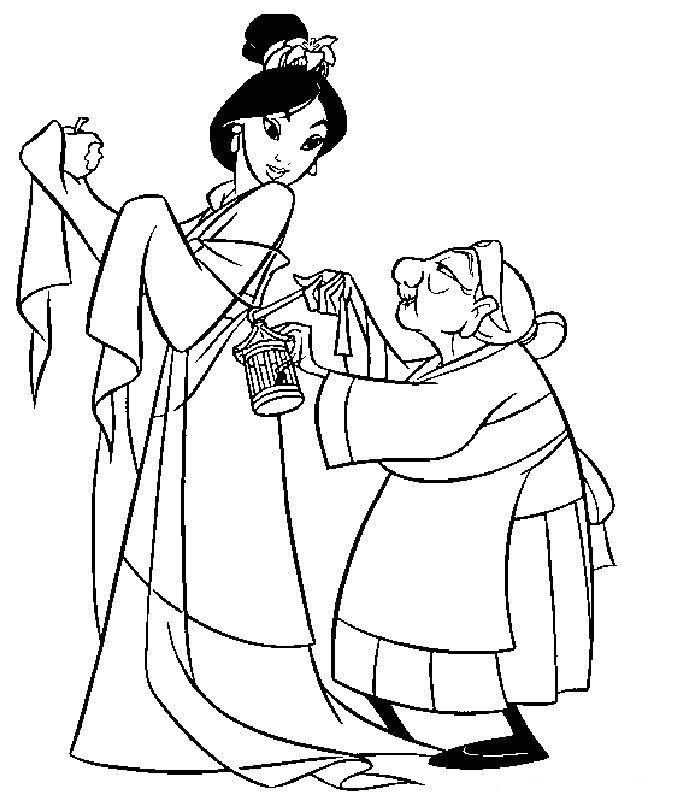 coloriage mulan et grand mere